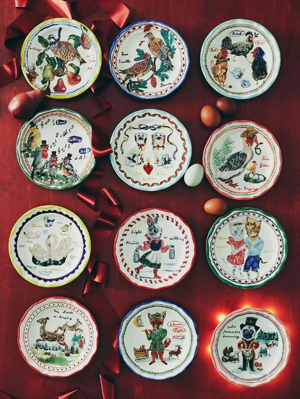Anthropologie Nathalie Lete 12 Days Of Christmas 7 Swans Swimming plate
